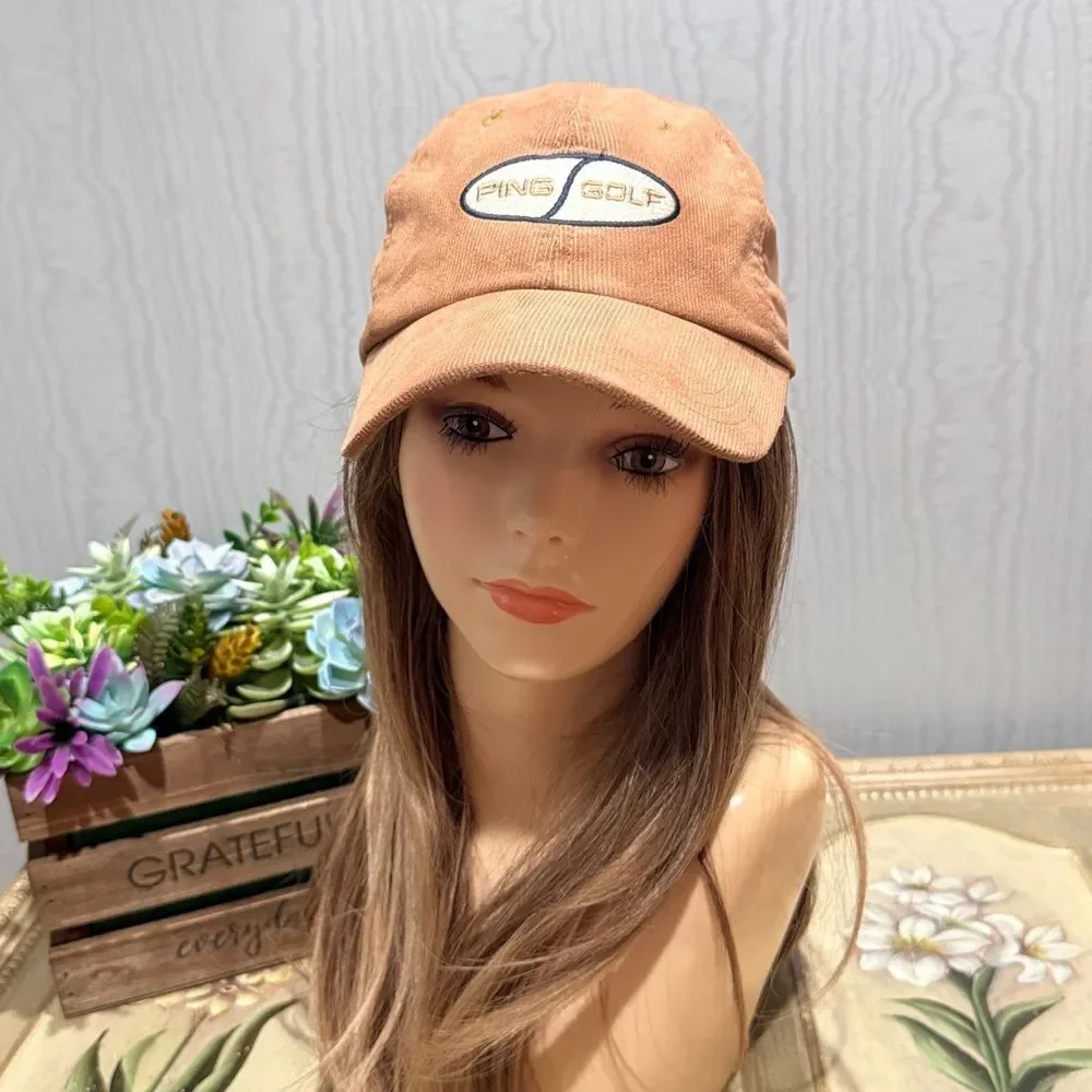 Vintage Ping Golf Corduroy Hook and Loop Adjustable Cap Hat Unisex